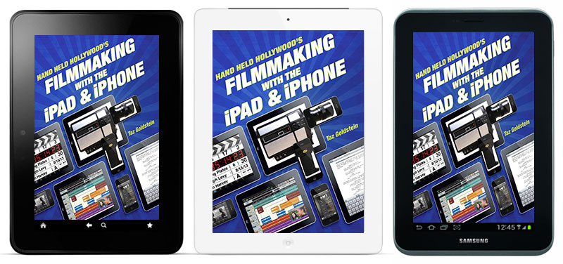 Three tablet devices displaying the cover of a Filmmaking eBook with an iPad & iPhone, now available at 63% off.