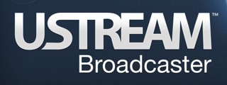 Logo of a Usstream broadcaster on a blue background, perfect for iPhone users who love live video broadcasts.