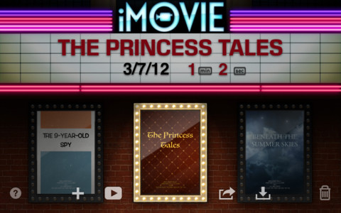Screenshot of The Princess Tales on iPad with iMovie installed.