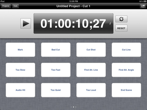 An iPad screen displaying a timer for a project, using Final Cut Pro X.